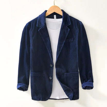 Relaxed Fit Corduroy Office Jacket for Men