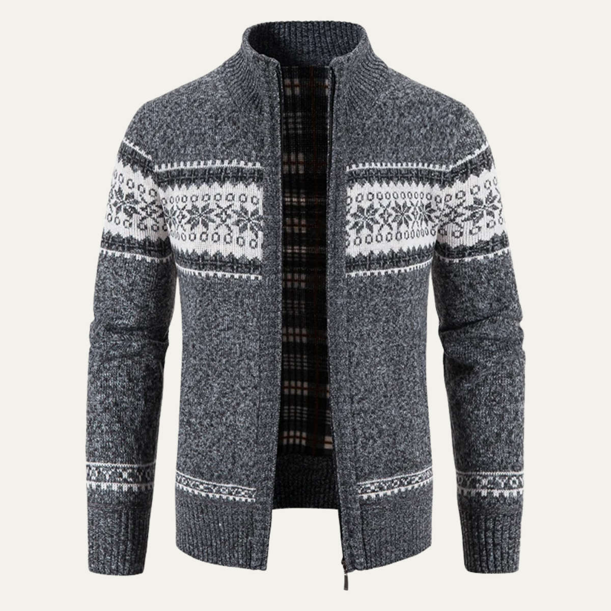 Cozy Men's Cable Knit Zipper Sweater
