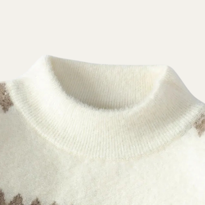 Classic Men's Striped Knit Sweater with Diamond Pattern