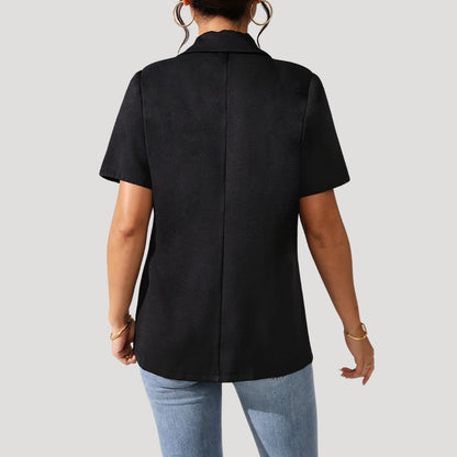 Classic Fit Black Women's Short Sleeve Blazer