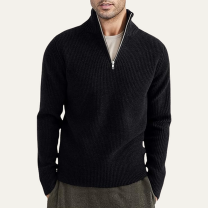 Classic Men's Quarter Zip Knitted Casual Sweater
