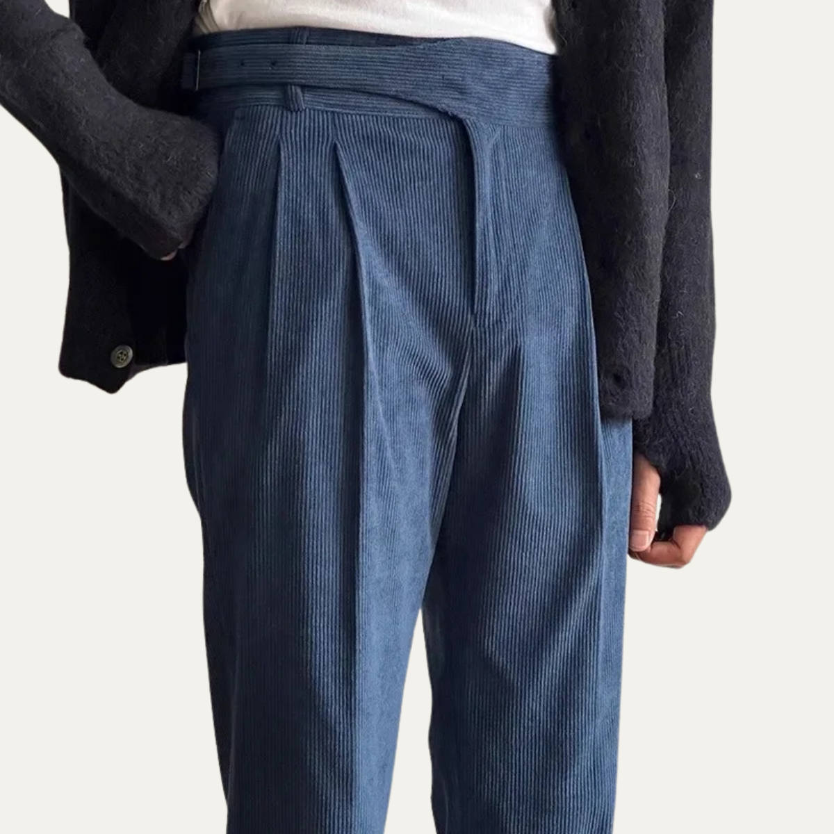 Classic Men's High Waisted Pleated Trousers