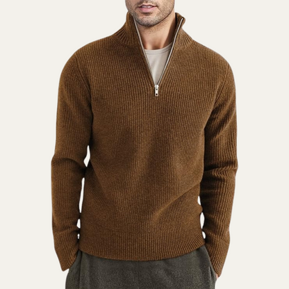 Classic Men's Quarter Zip Knitted Casual Sweater