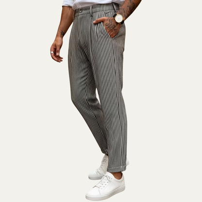 Classic Men's Black Stripe Formal Trousers