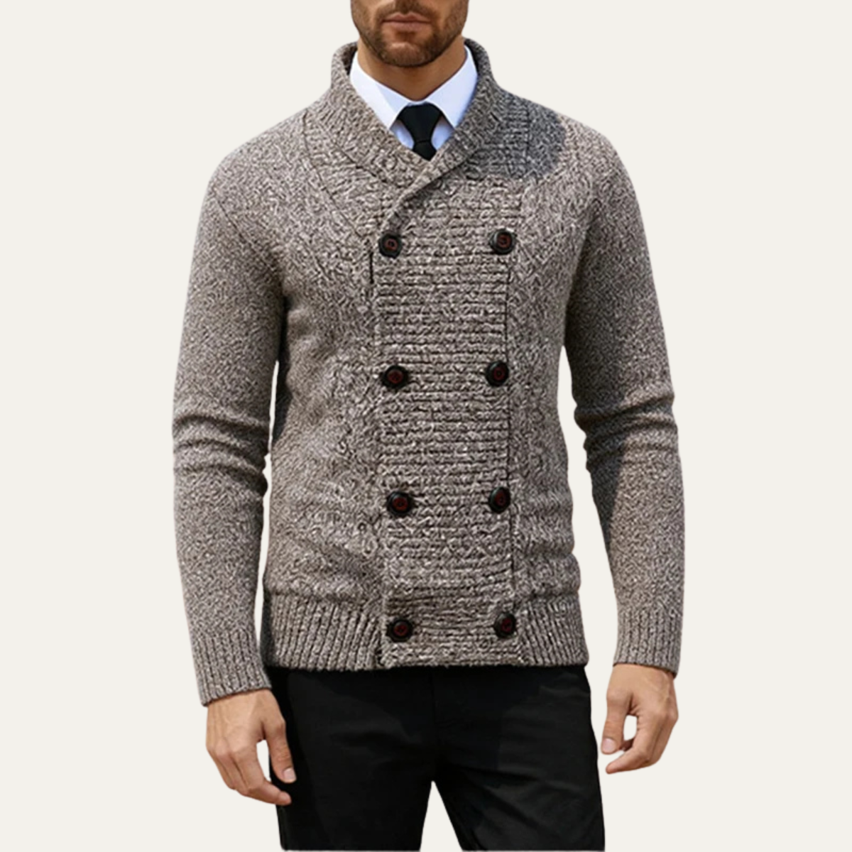 Classic Men's Simple Crew Neck Knit Cardigan