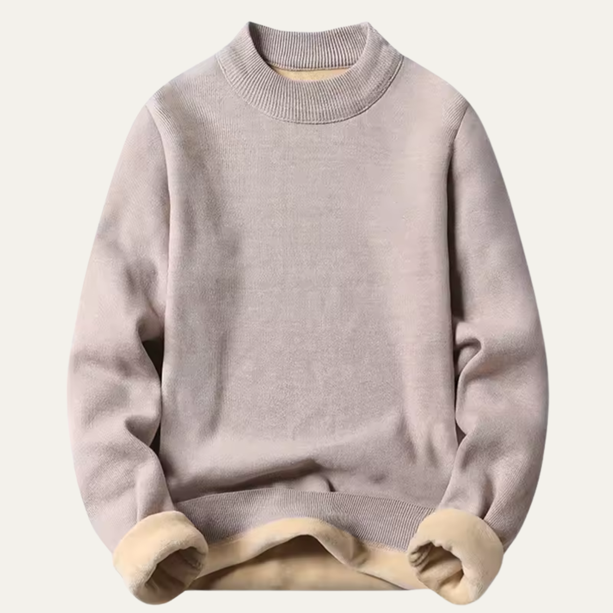 Comfortable Men's Fleece Lined Crew Neck Pullover Sweater