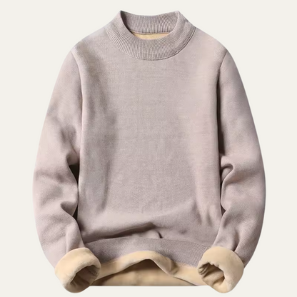 Comfortable Men's Fleece Lined Crew Neck Pullover Sweater