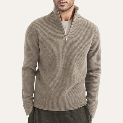 Classic Men's Quarter Zip Knitted Casual Sweater