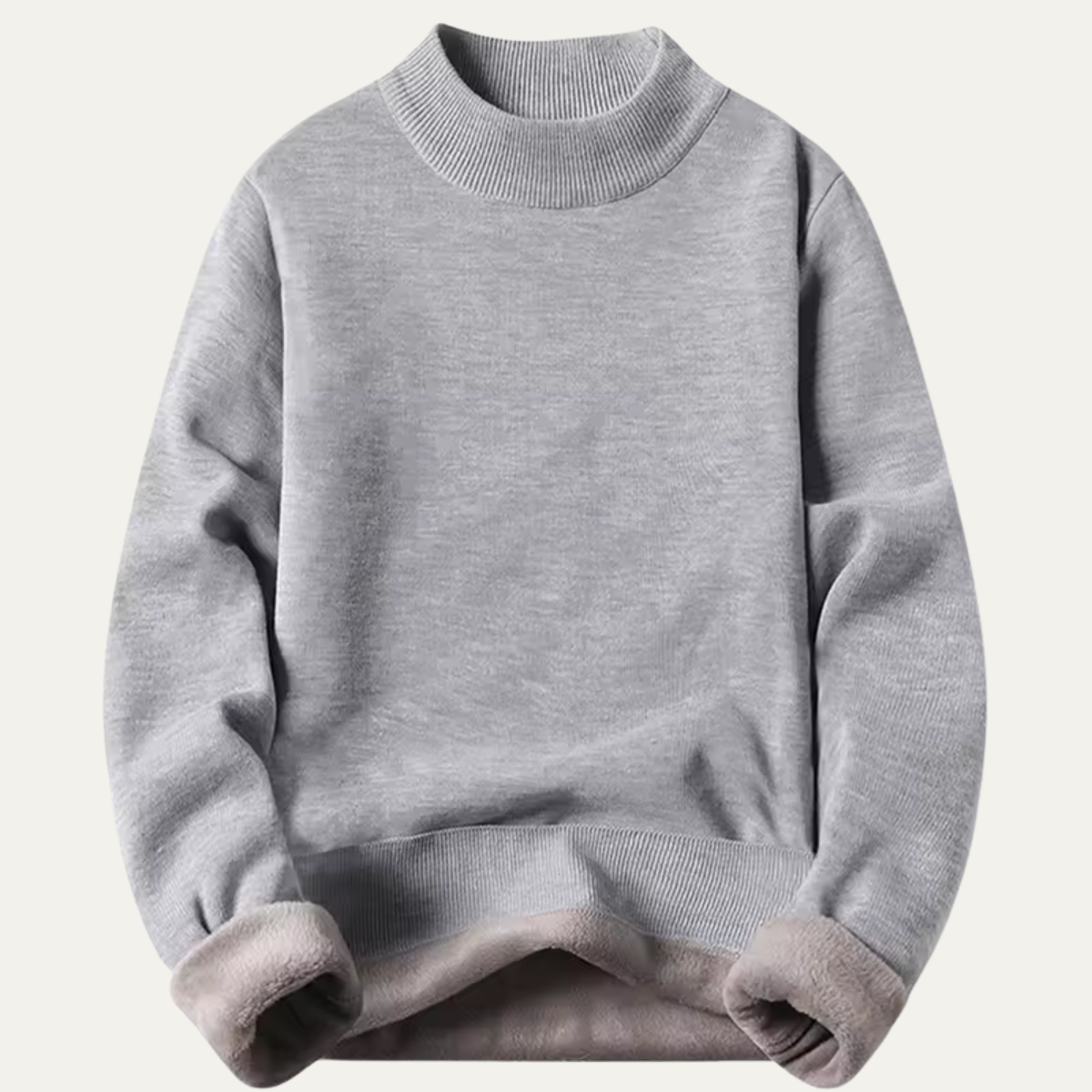 Comfortable Men's Fleece Lined Crew Neck Pullover Sweater