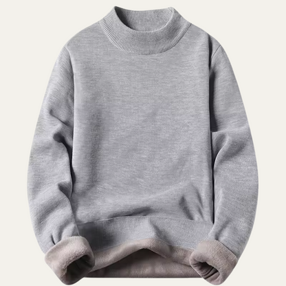 Comfortable Men's Fleece Lined Crew Neck Pullover Sweater