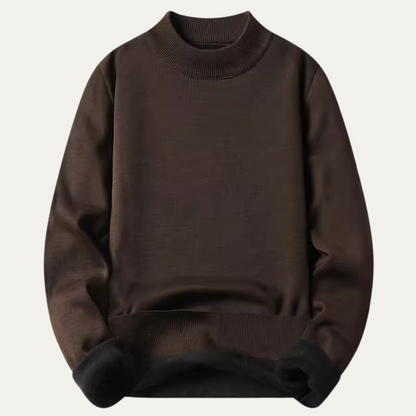 Comfortable Men's Fleece Lined Crew Neck Pullover Sweater - Nocini