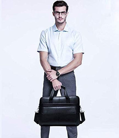 Luxury Leather 15 Executive Laptop Bag with Pockets - Pexav