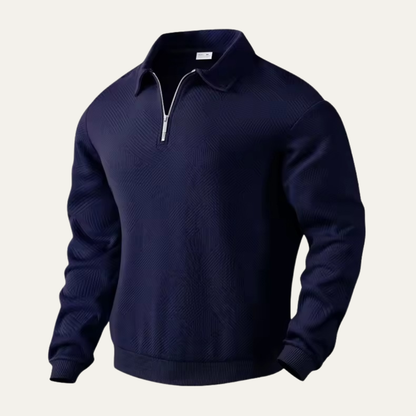 Men's Thick Cable Knit Quarter Zip Sweater with Collar