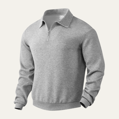 Men's Thick Cable Knit Quarter Zip Sweater with Collar