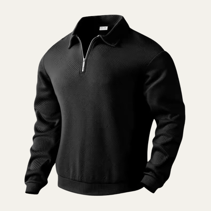 Men's Thick Cable Knit Quarter Zip Sweater with Collar