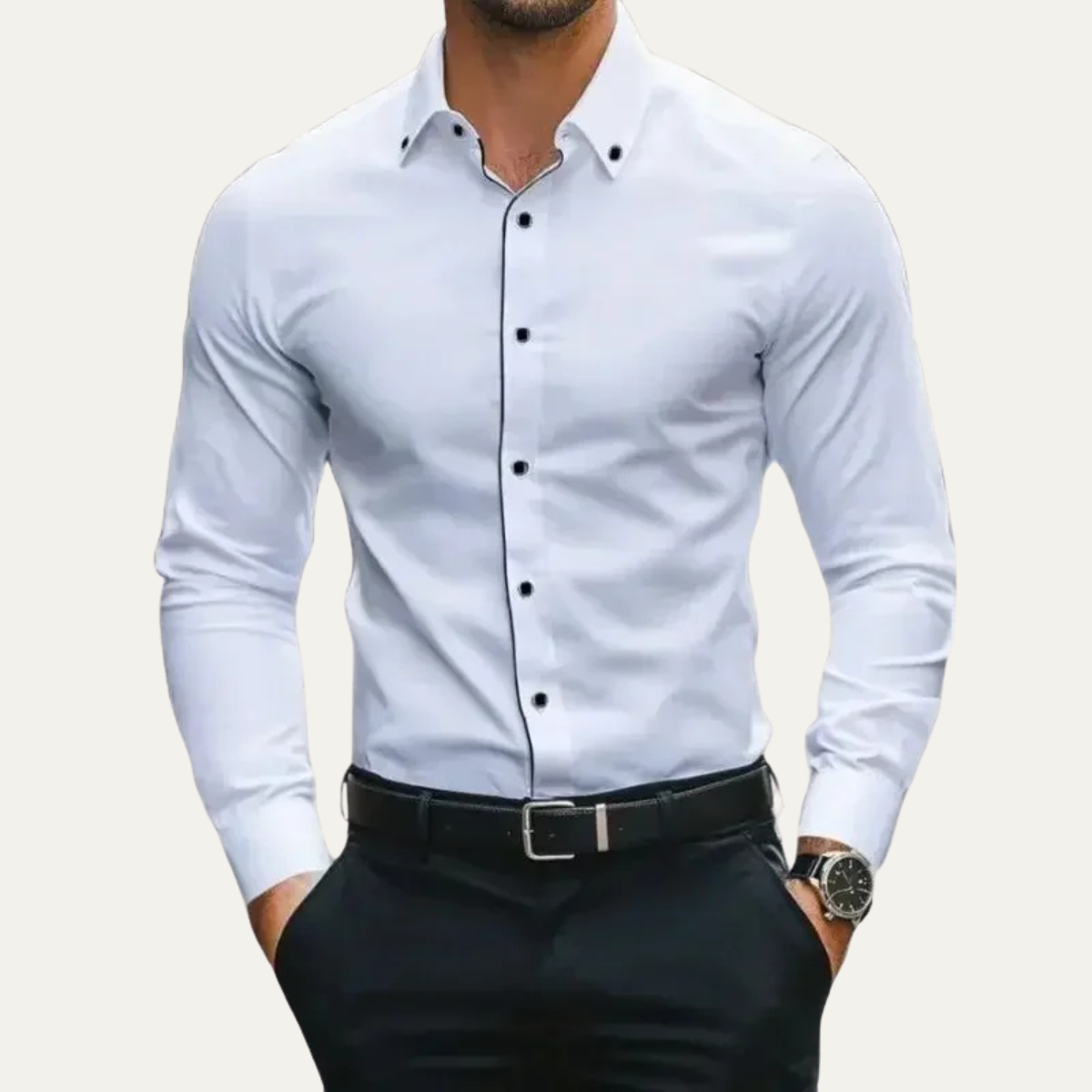 Classic Fit Mens White Long Sleeve Dress Shirt