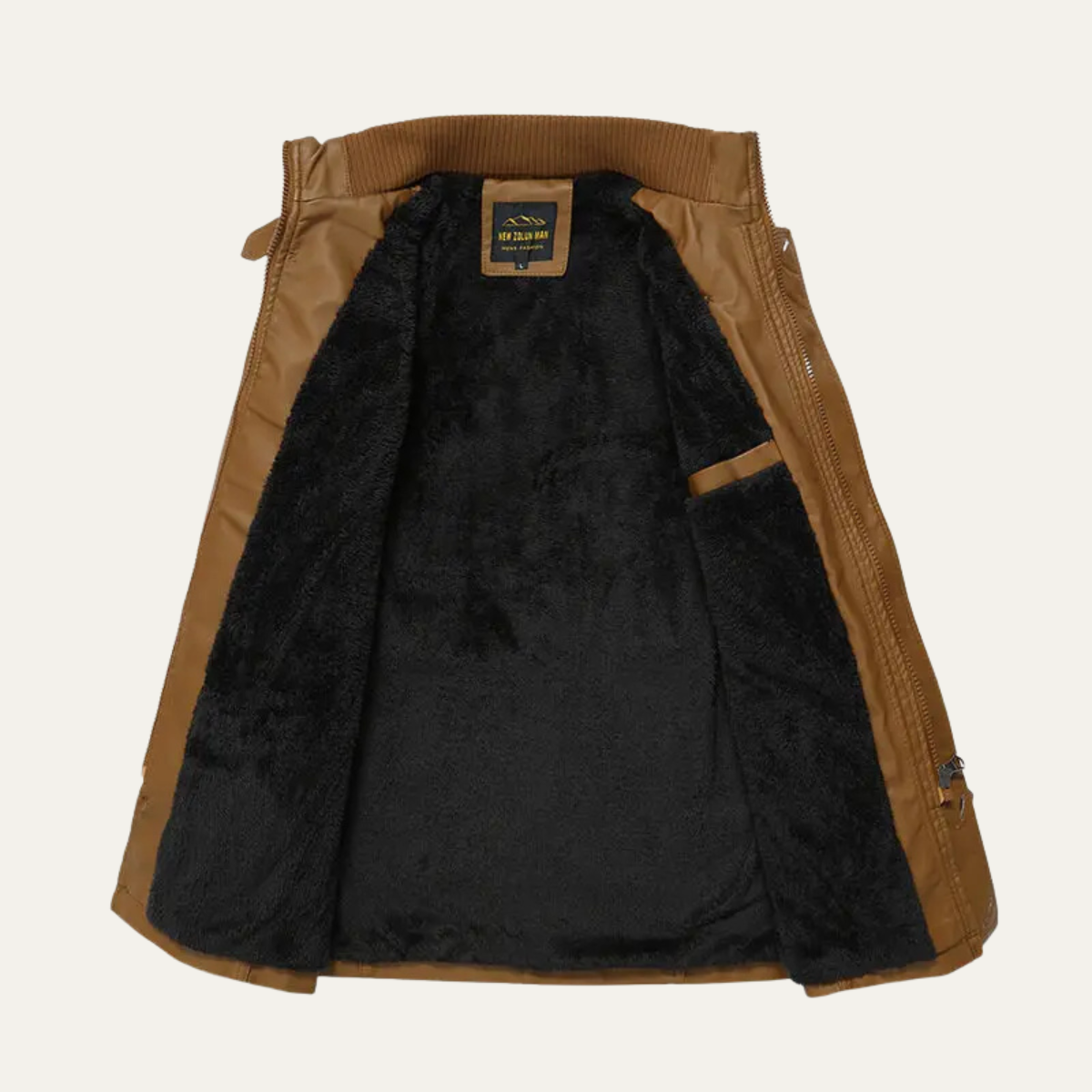 Authentic Mens Brown Leather Biker Jacket with Buckle