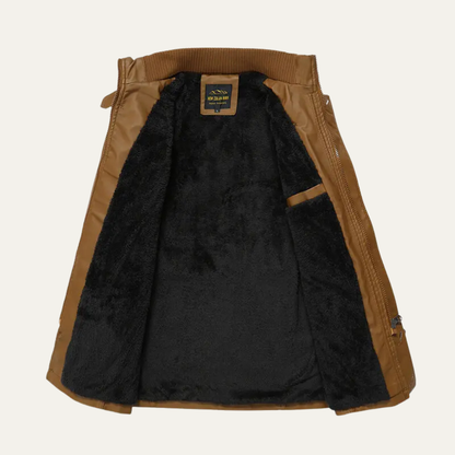 Authentic Mens Brown Leather Biker Jacket with Buckle