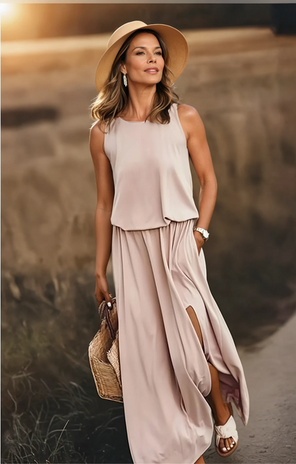 Chic Ladies' Round Neck Strapless Sundress