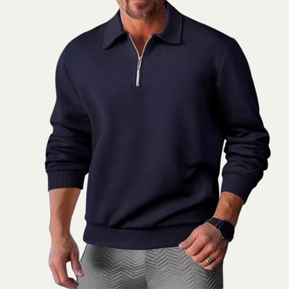 Men's Thick Cable Knit Quarter Zip Sweater with Collar
