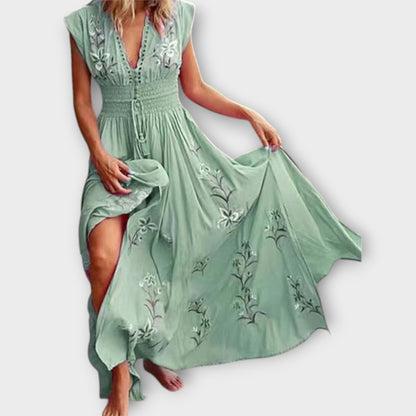 Vibrant Embroidered Festival Maxi Dress
