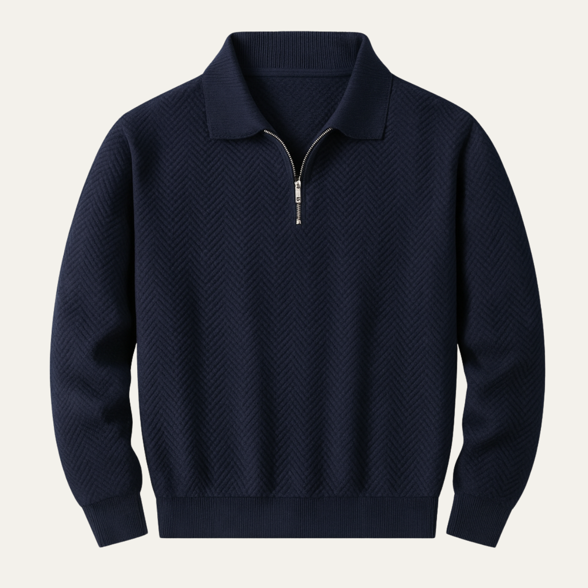 Men's Thick Cable Knit Quarter Zip Sweater with Collar - Nocini