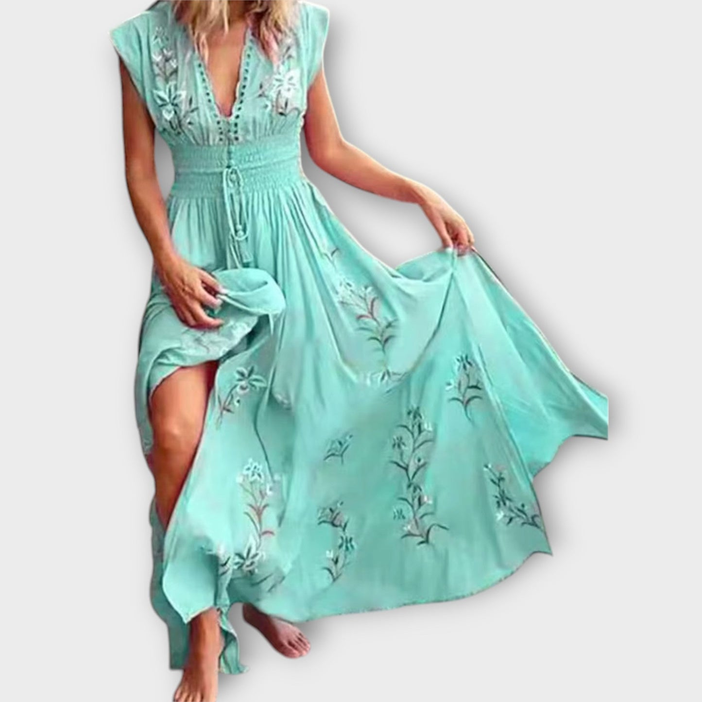 Vibrant Embroidered Festival Maxi Dress
