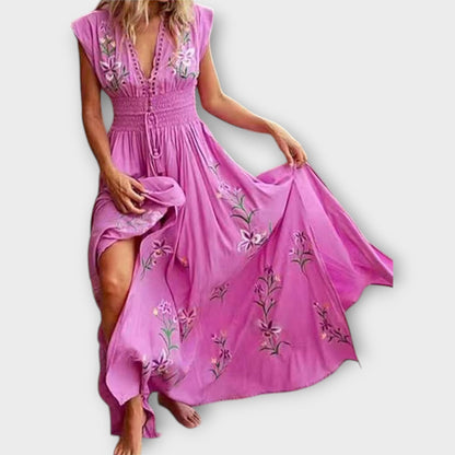 Vibrant Embroidered Festival Maxi Dress