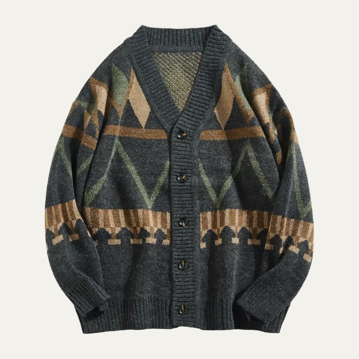 Classic Mens Retro Patterned Cardigan Sweater - Nocini