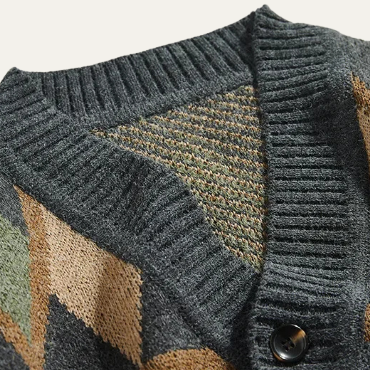 Classic Mens Retro Patterned Cardigan Sweater