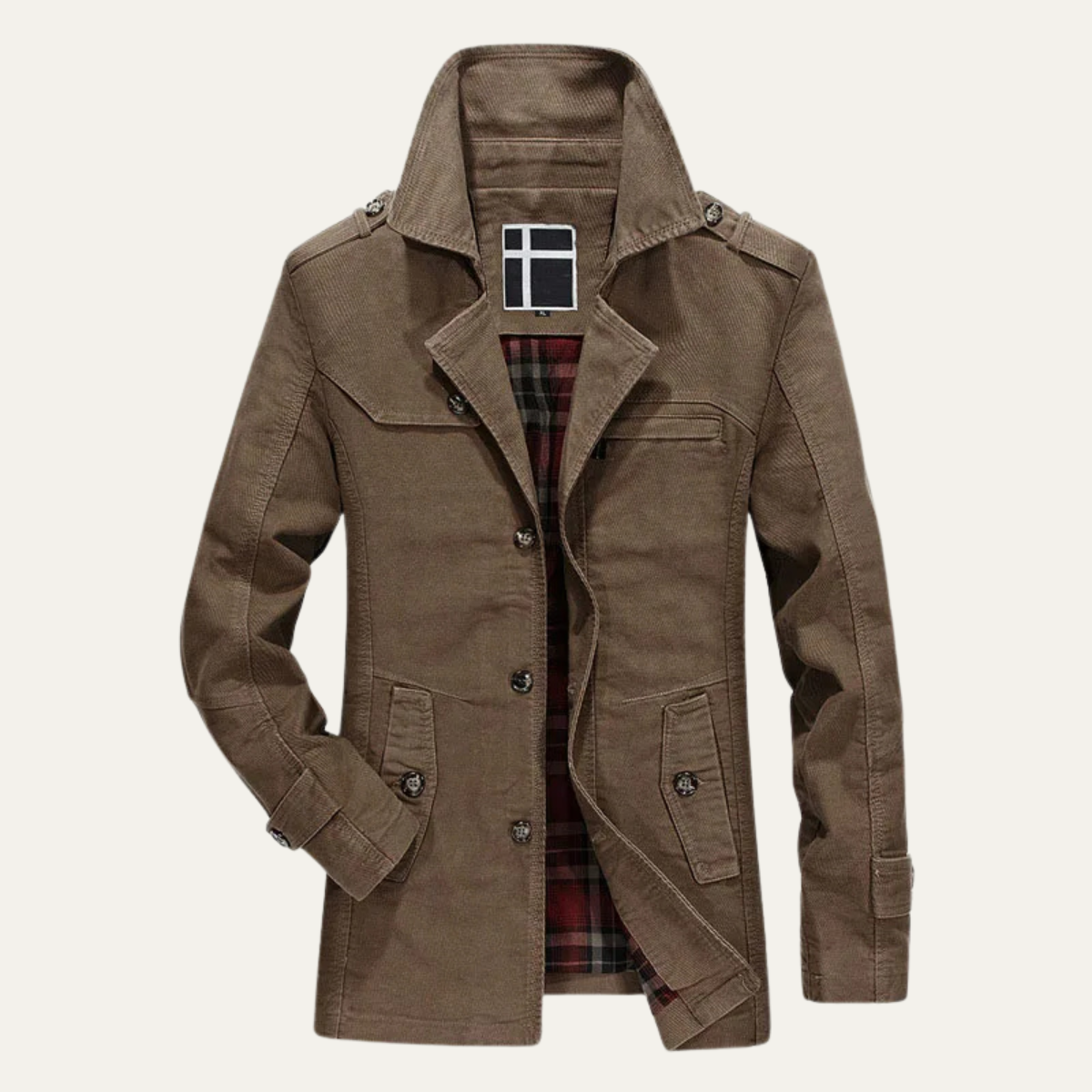 Warm Men's Plaid Lined Double Breasted Wool Coat - Nocini