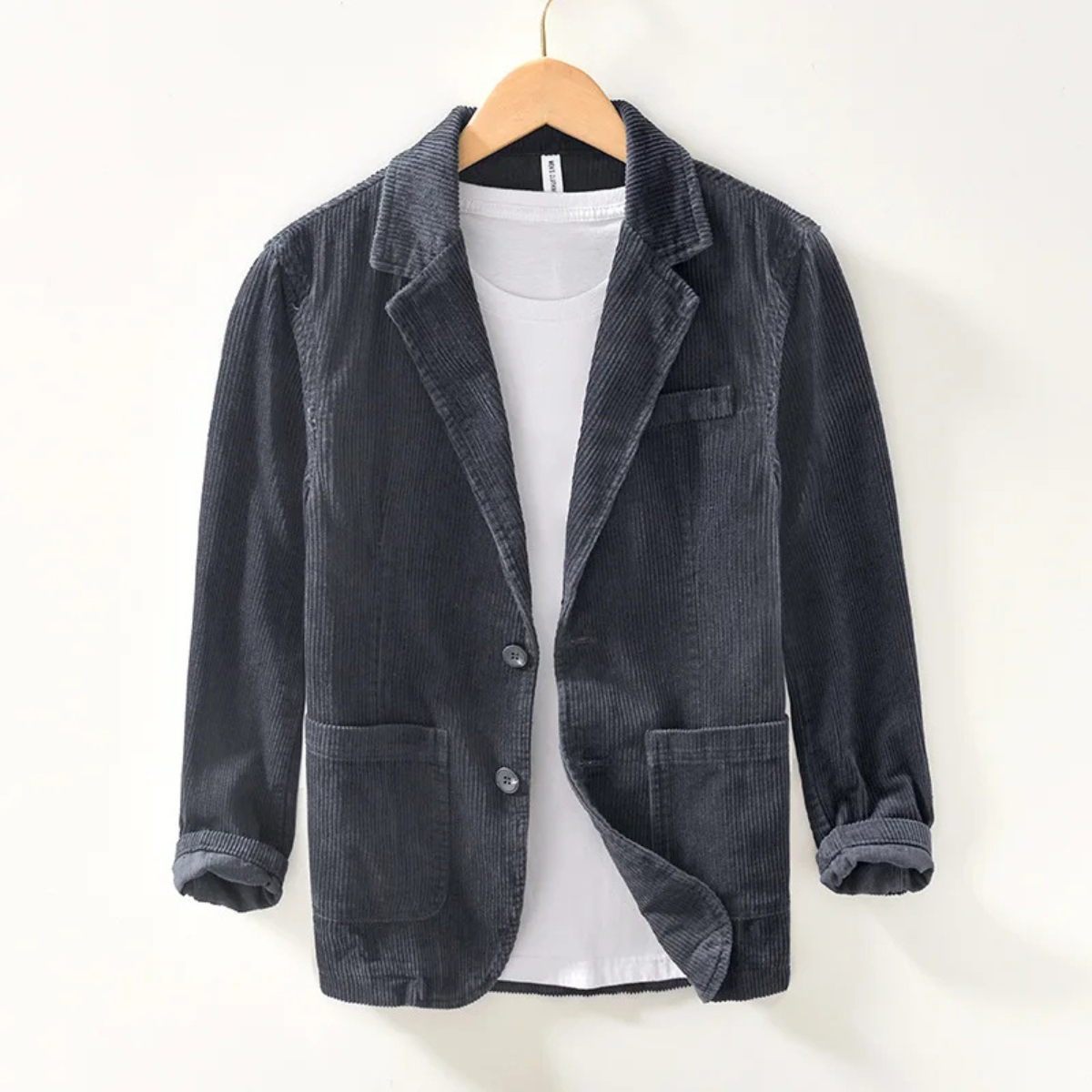 Relaxed Fit Corduroy Office Jacket for Men
