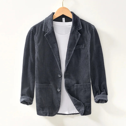 Relaxed Fit Corduroy Office Jacket for Men