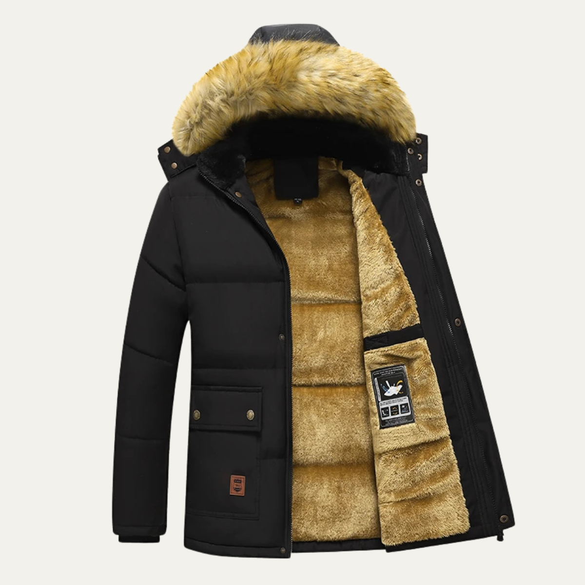 Waterproof Men's Fleece Hooded Winter Coat - Nocini