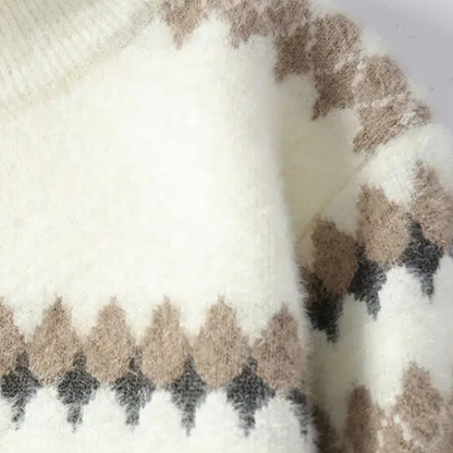 Classic Men's Striped Knit Sweater with Diamond Pattern