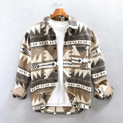 Vintage Tribal Pattern Denim Jacket