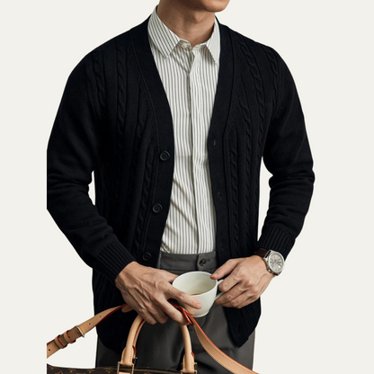 Men's Traditional Cable Knit Button Cardigan Sweater
