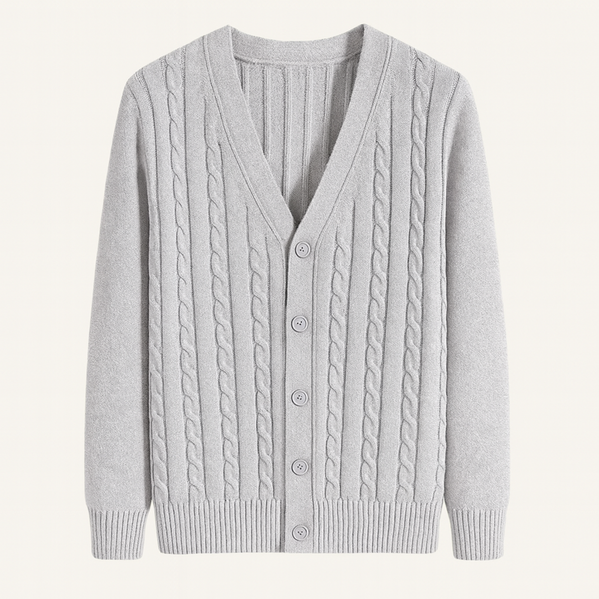 Men's Traditional Cable Knit Button Cardigan Sweater - Nocini