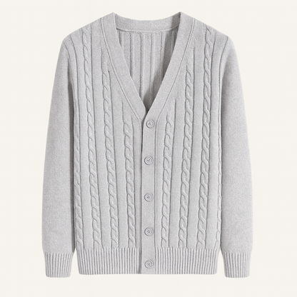 Men's Traditional Cable Knit Button Cardigan Sweater - Nocini