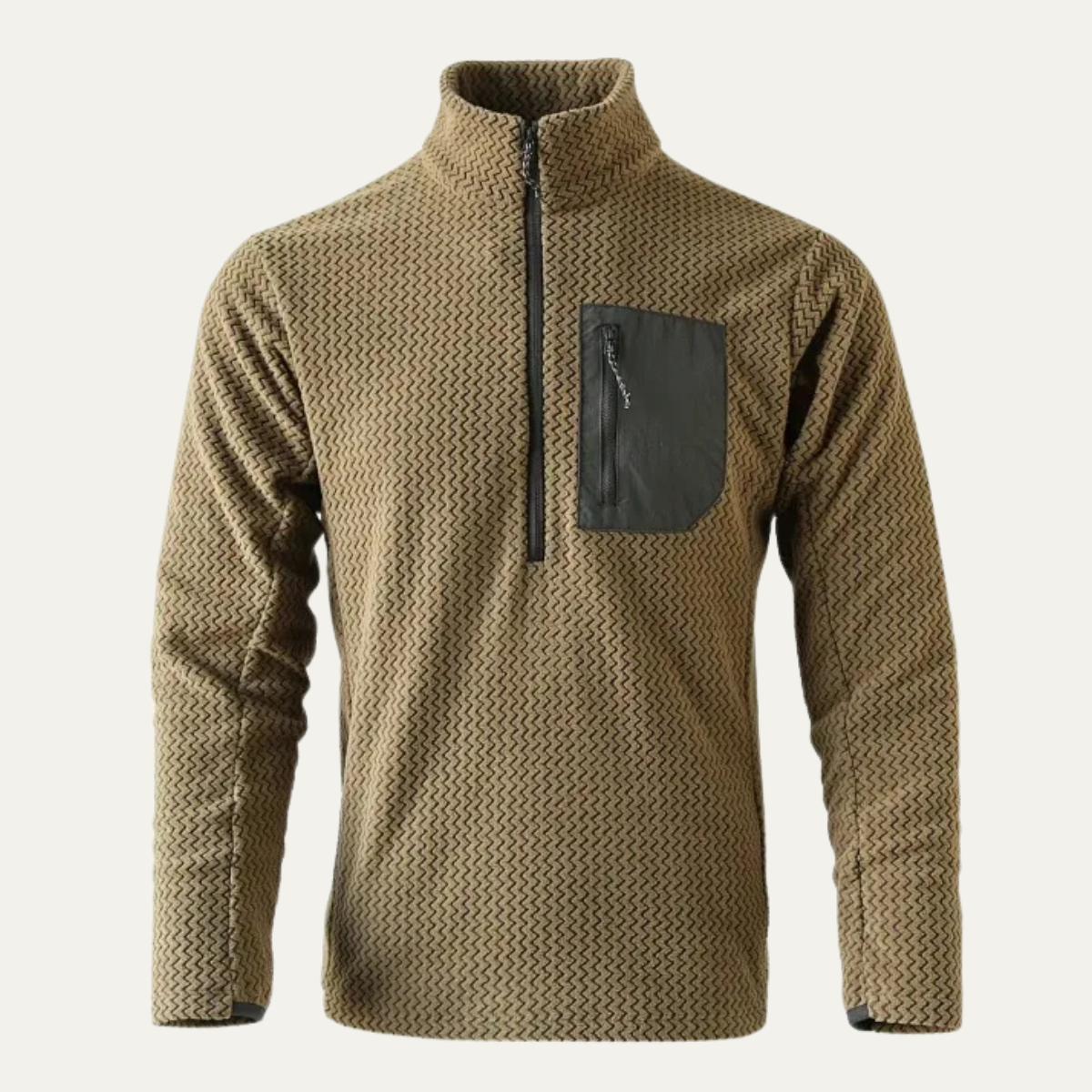 Warm Mens Waffle Fleece Half Zip Sweater - Nocini