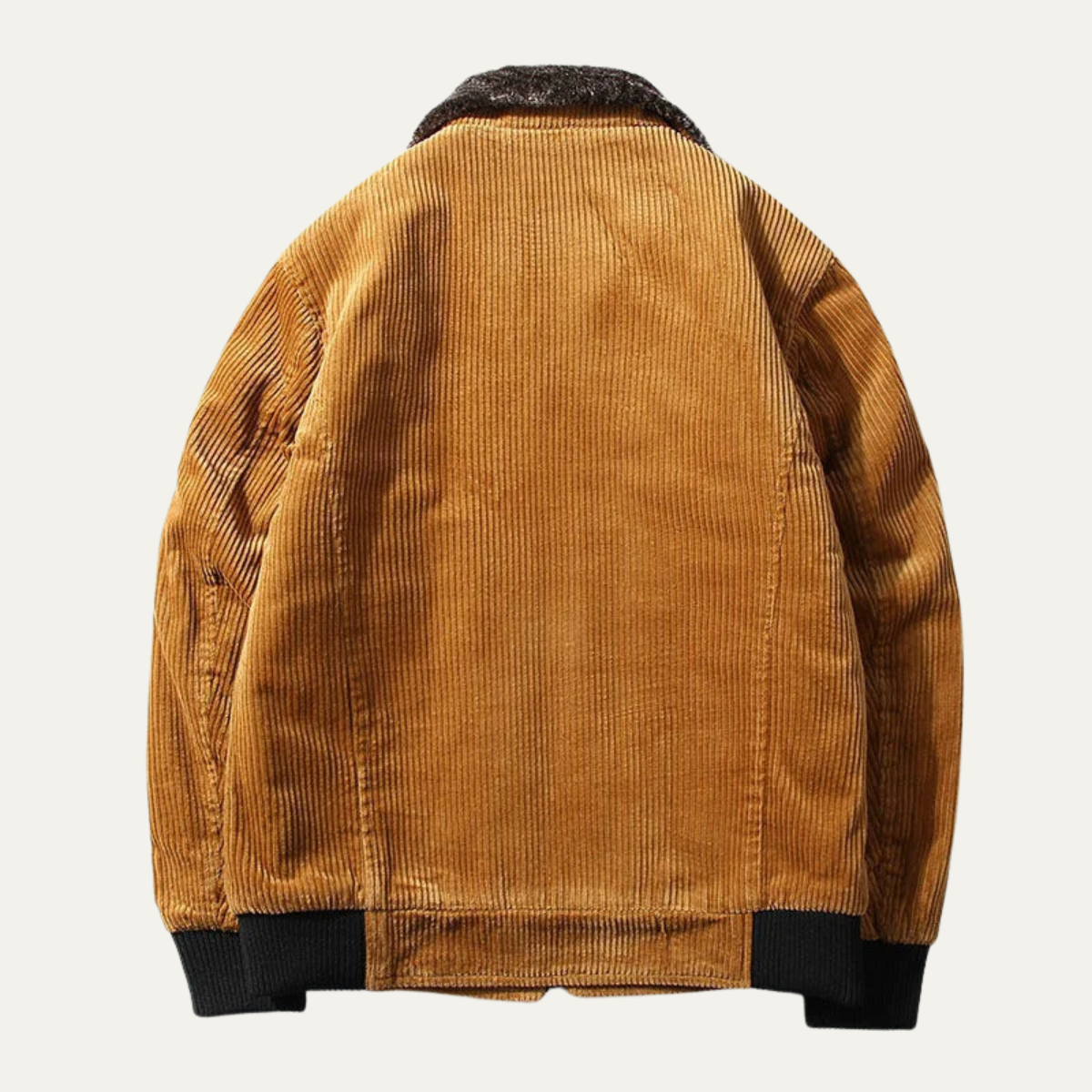 Warm Mens Corduroy Padded Fur Trim Jacket