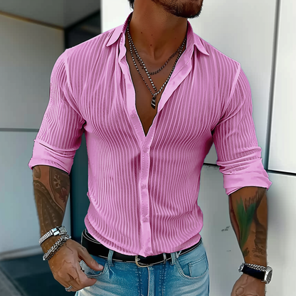 Linus | Men's Classic Fit Textured Linen Dress Shirt