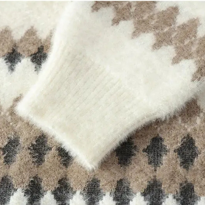 Classic Men's Striped Knit Sweater with Diamond Pattern