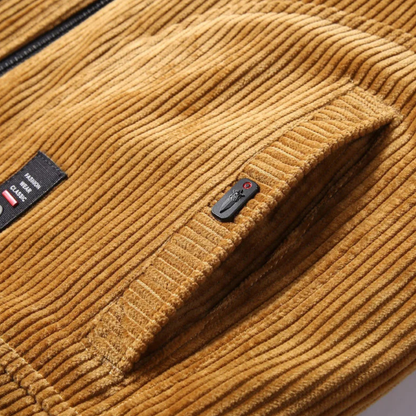 Warm Mens Corduroy Padded Fur Trim Jacket