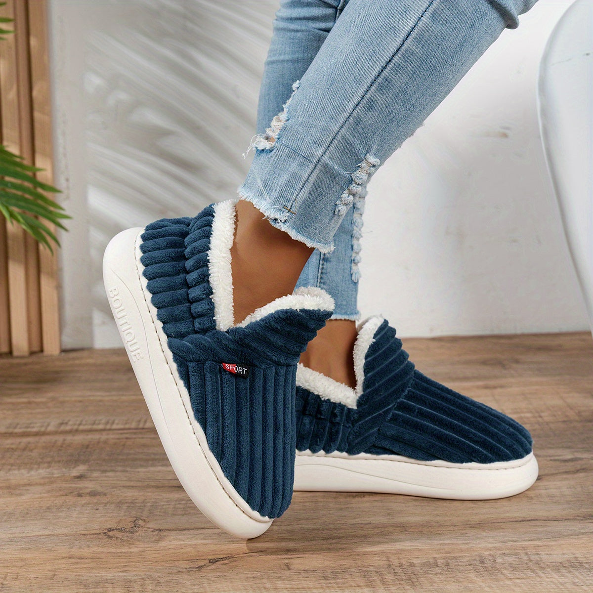 Warm Cozy Women's Slipper Shoes with Grip Soles