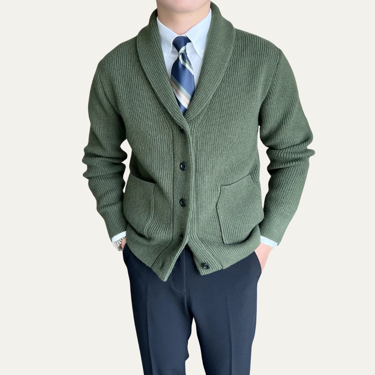 Cozy Men's Winter Knit Button Cardigan Sweater