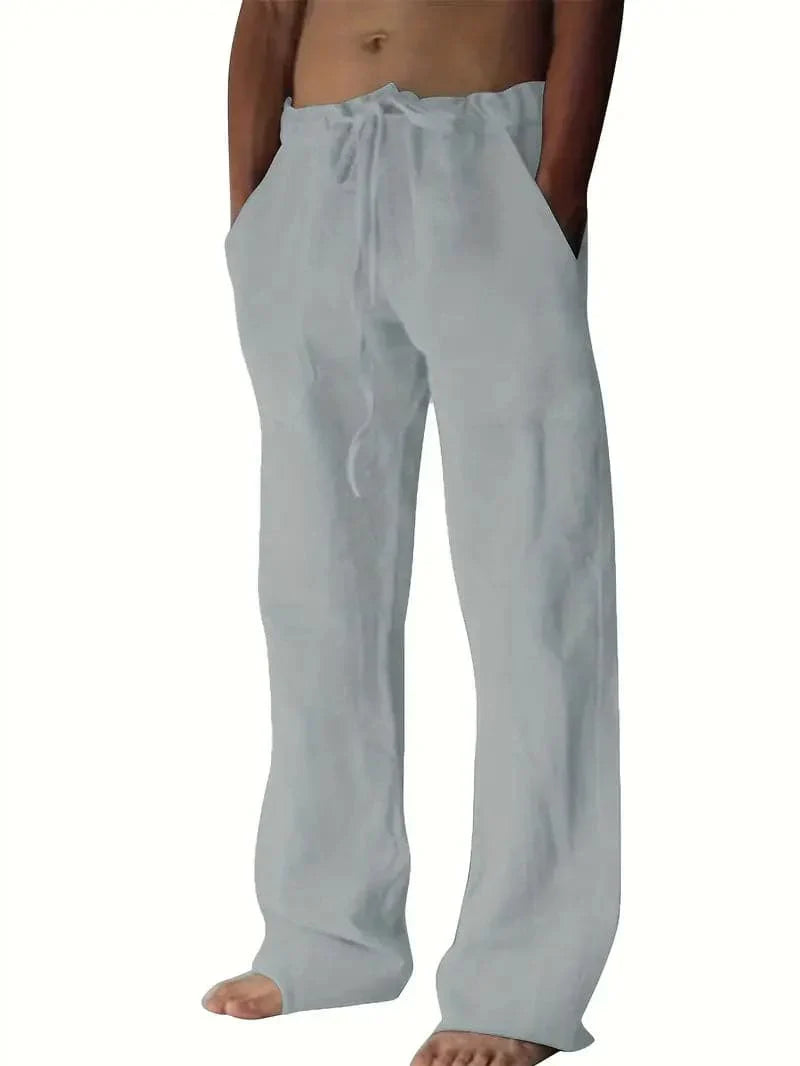 Comfortable Linen Blend Casual Drawstring Trousers