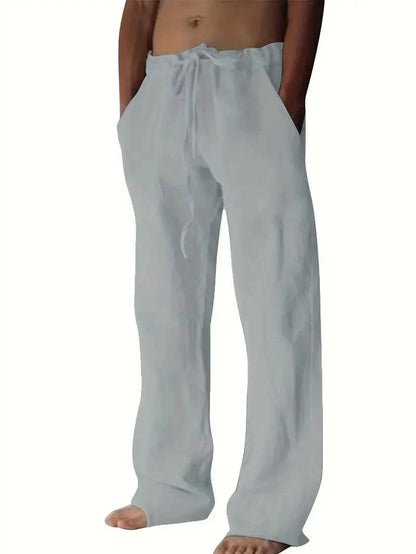 Comfortable Linen Blend Casual Drawstring Trousers