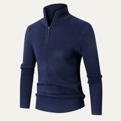 Warm Quarter Zip High Neck Men's Knit Sweater