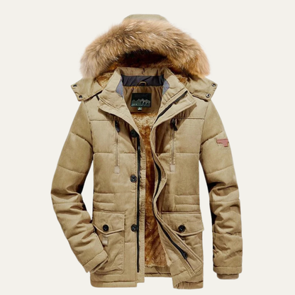 Thermal Men's Insulated Fleece Hooded Parka Coat